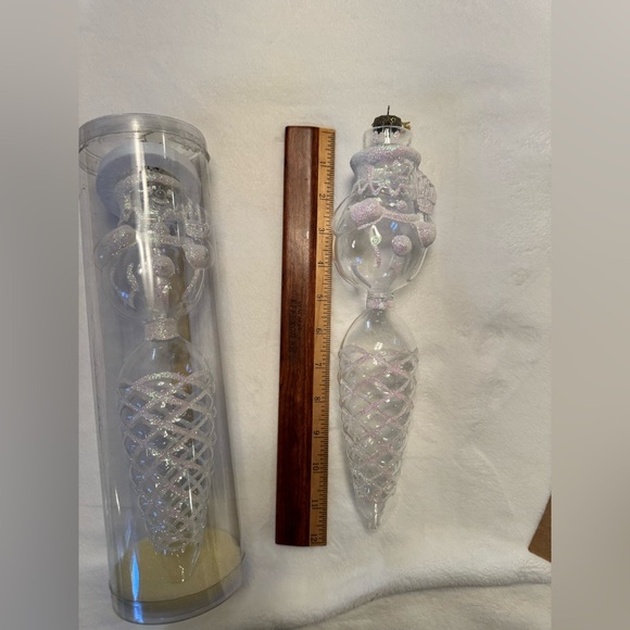 New Set Of 2 Rare Vintage Handblown Clear Glass Unique Christmas Tree Ornaments - Picture 13 of 14